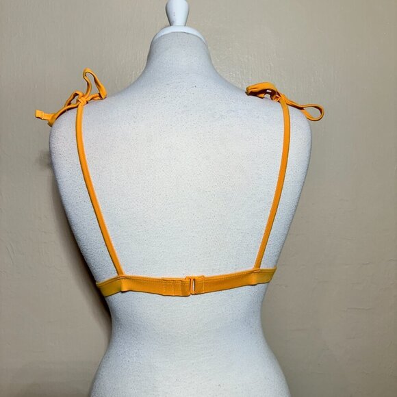 Old Navy Yellow Gold Ribbed Shoulder Tie Triangle Bikini Top NWOT - Picture 4 of 5